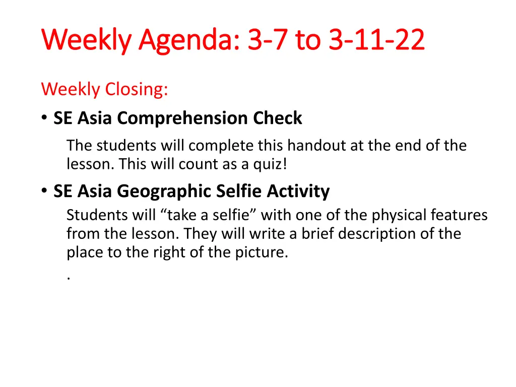 weekly agenda 3 weekly agenda 3 7 to 3 2