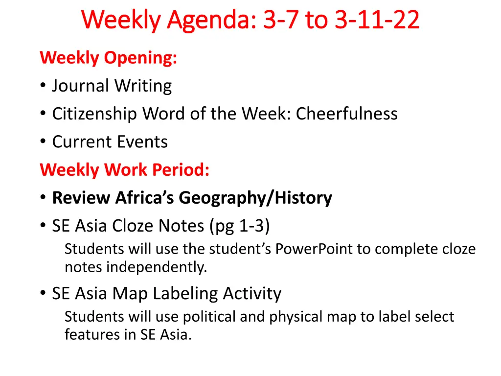 weekly agenda 3 weekly agenda 3 7 to 3