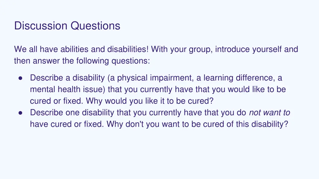 discussion questions