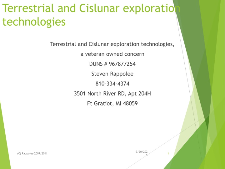 terrestrial and cislunar exploration technologies