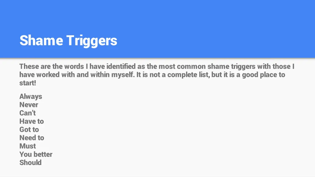 shame triggers