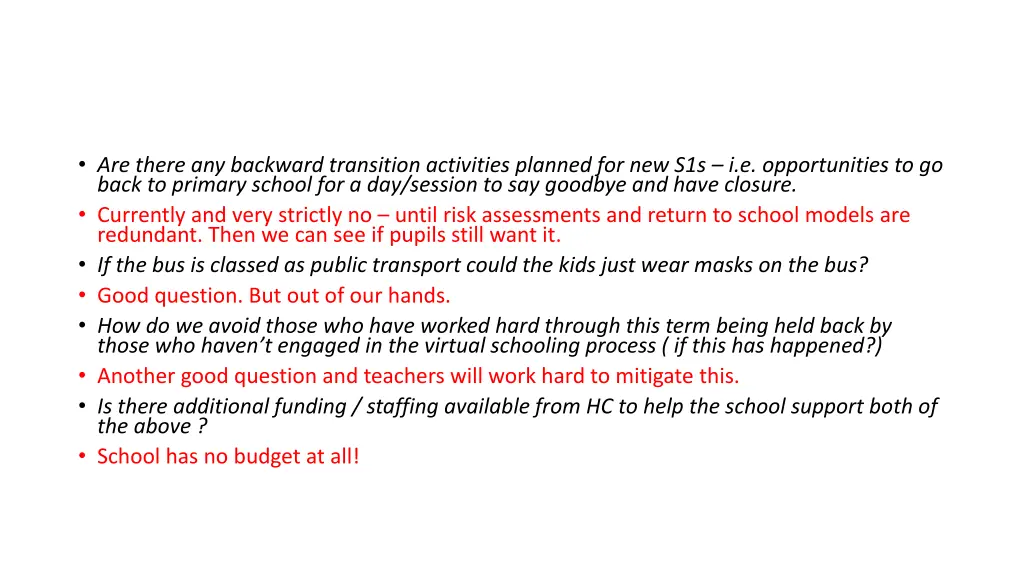 are there any backward transition activities