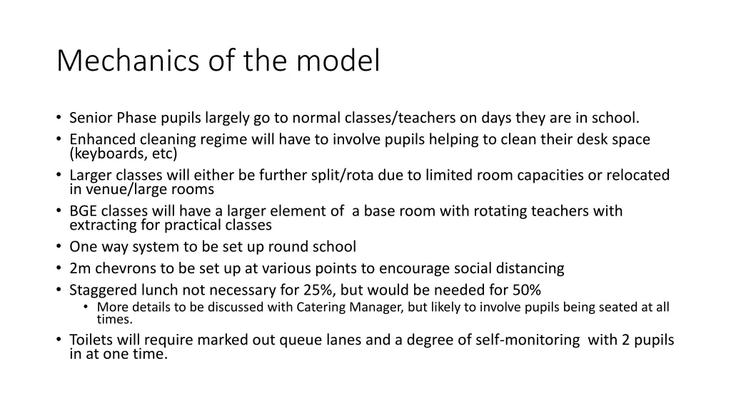 mechanics of the model
