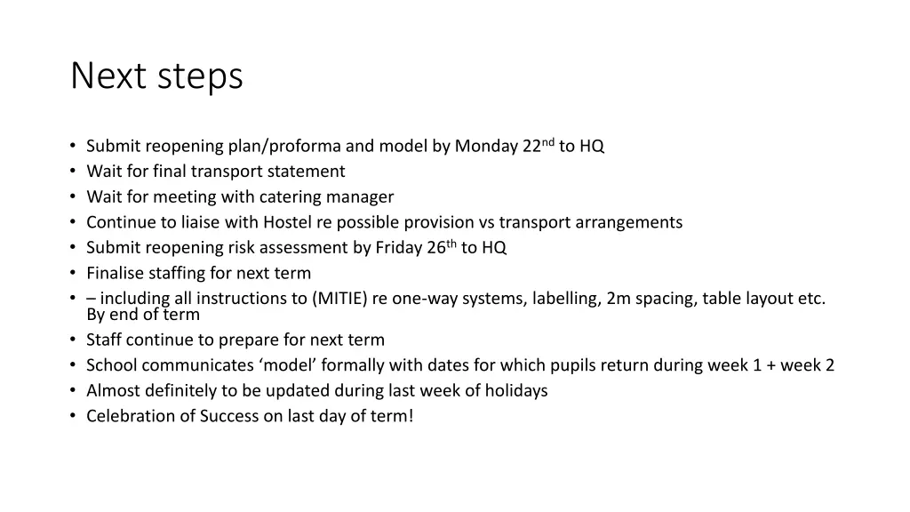 next steps