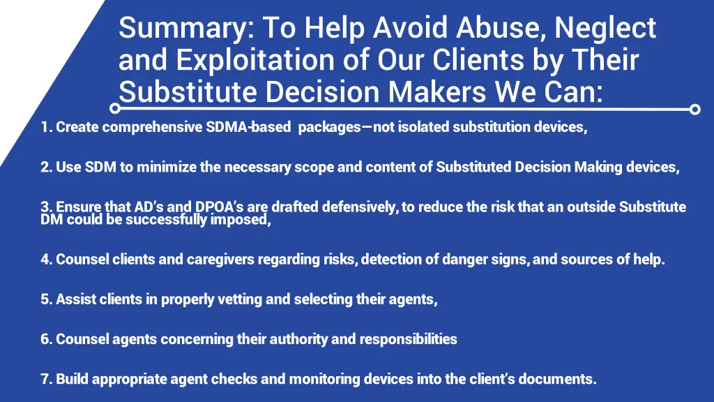 summary to help avoid abuse neglect