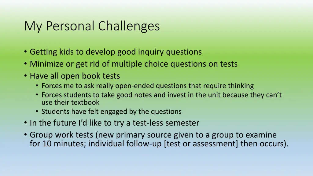 my personal challenges