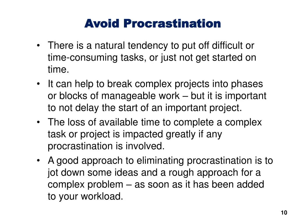 avoid procrastination avoid procrastination