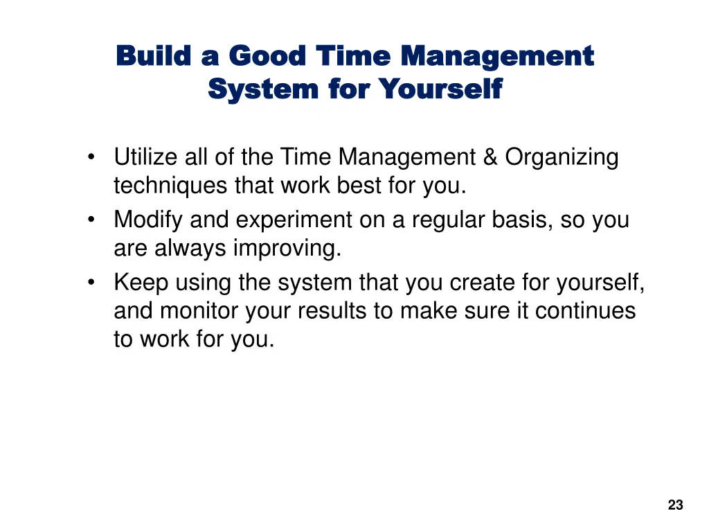build a good time management build a good time