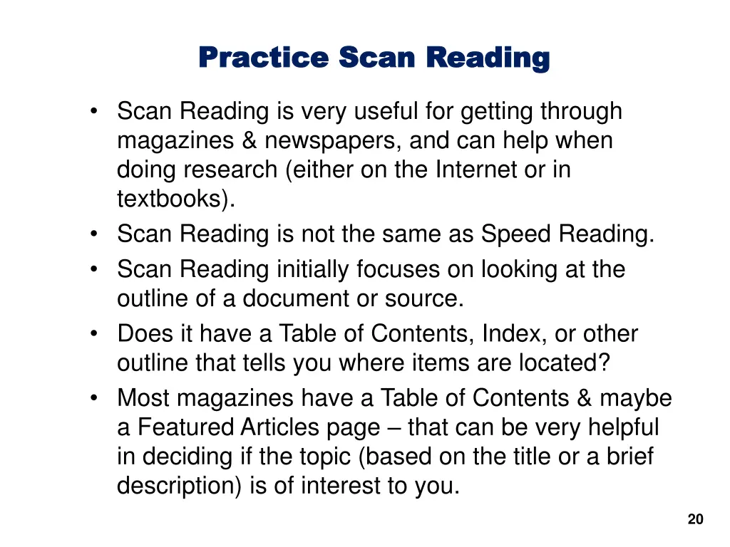 practice scan reading practice scan reading