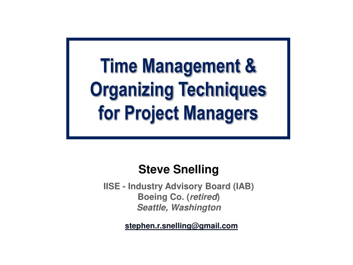 time management organizing techniques for project