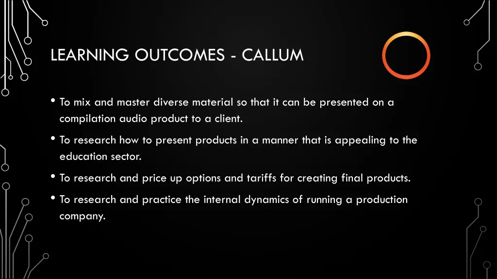 learning outcomes callum