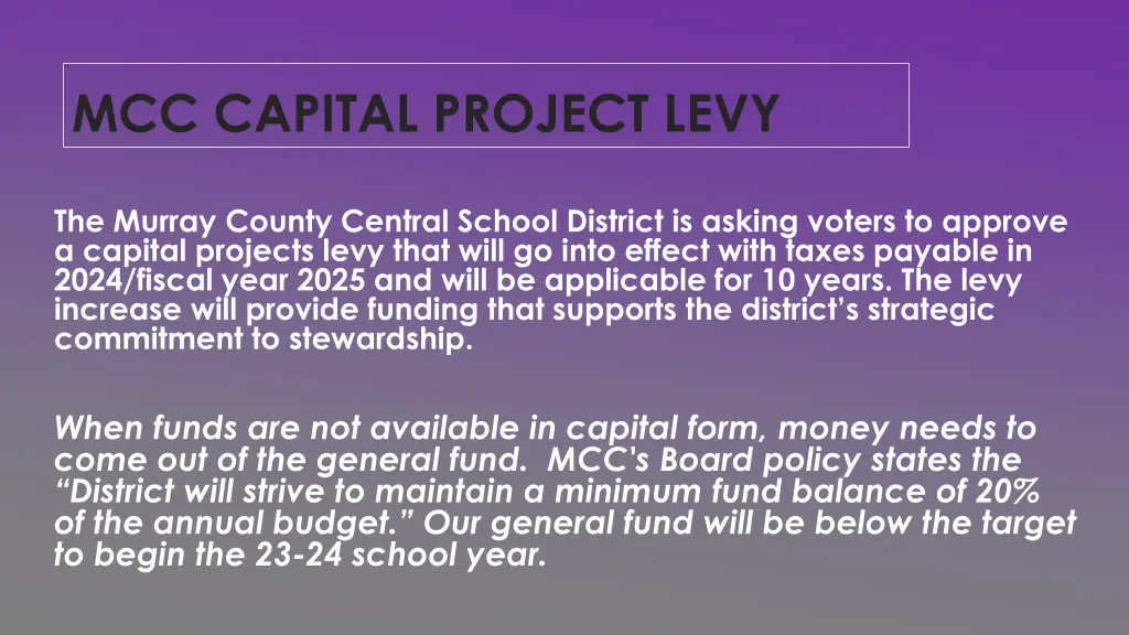 mcc capital project levy