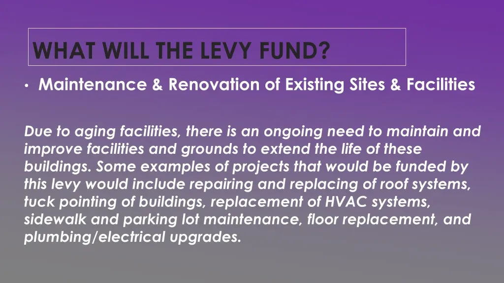 what will the levy fund 2