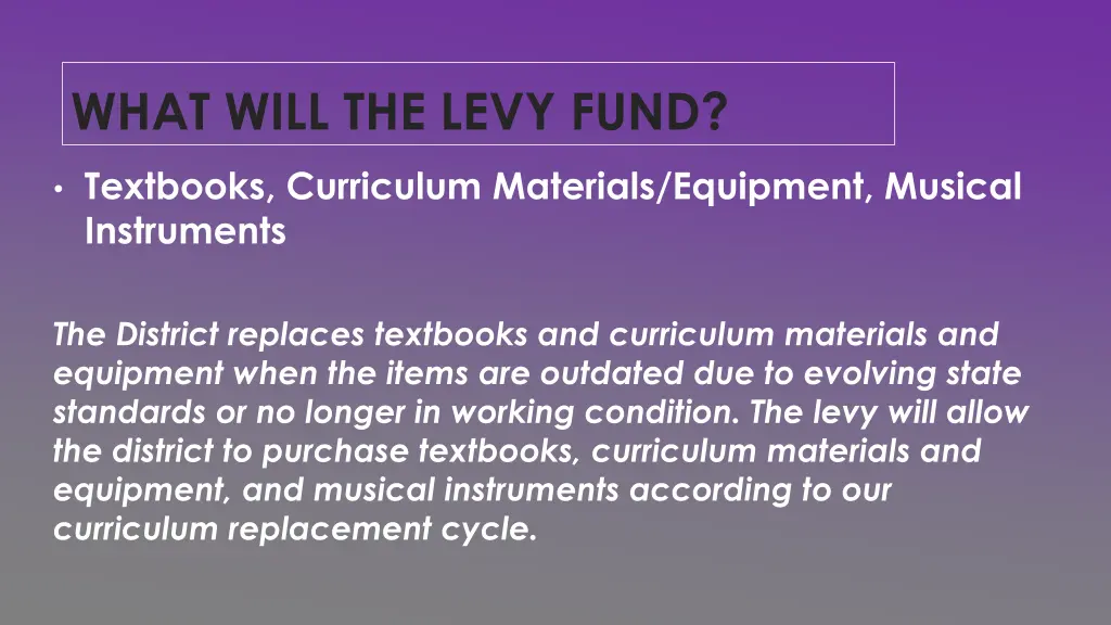 what will the levy fund 3