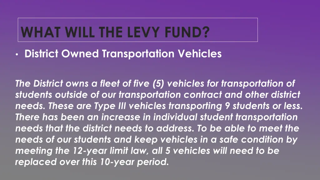 what will the levy fund 5