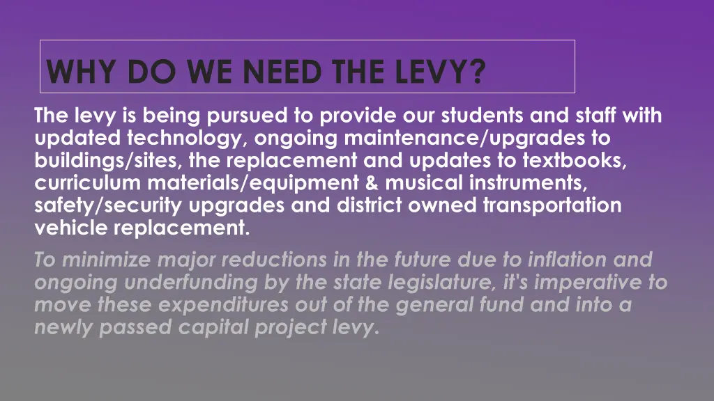why do we need the levy