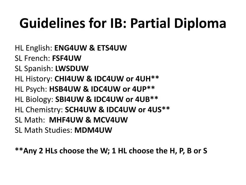 guidelines for ib partial diploma