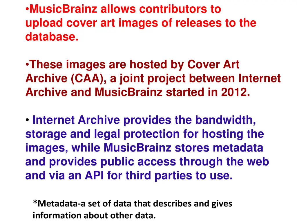 musicbrainz allows contributors to upload cover