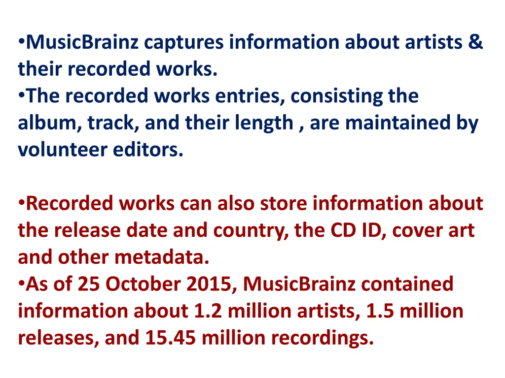 musicbrainz captures information about artists
