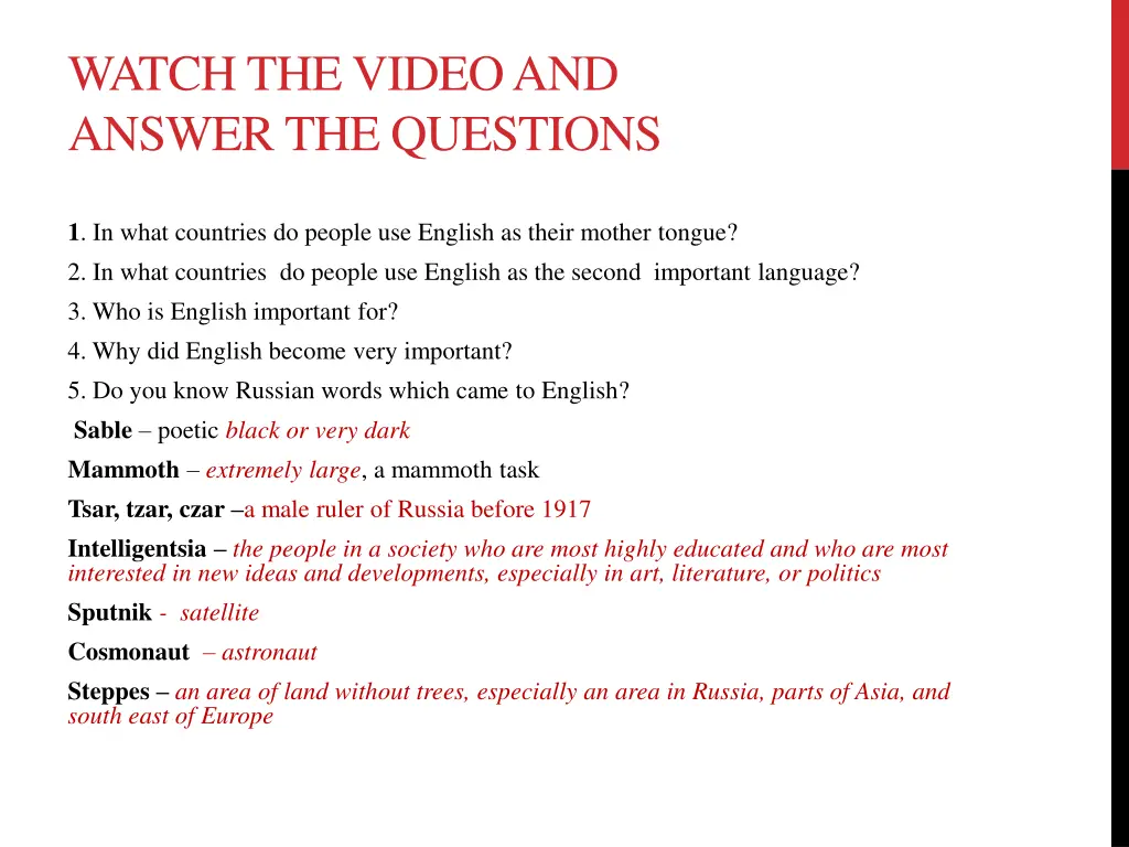 watch the video and answer the questions
