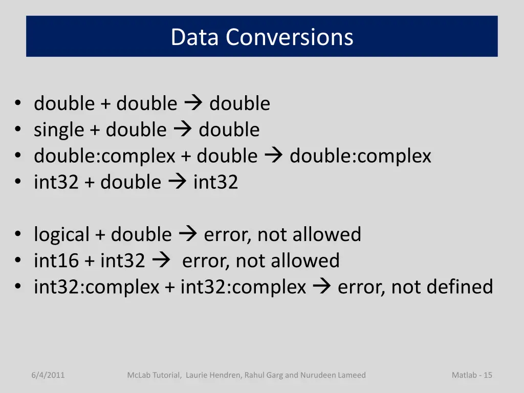 data conversions