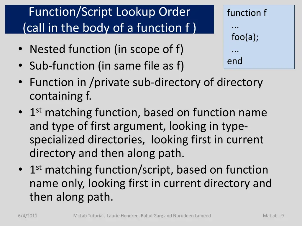 function script lookup order call in the body