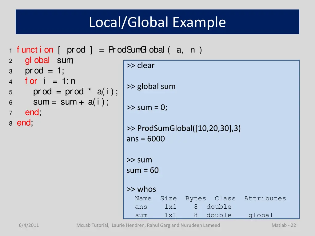 local global example