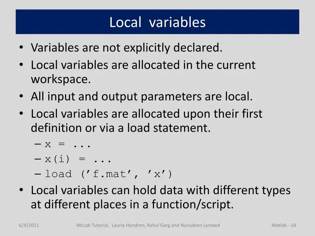 local variables