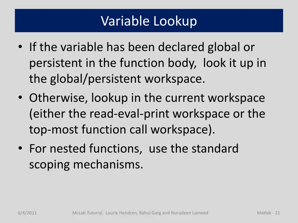 variable lookup