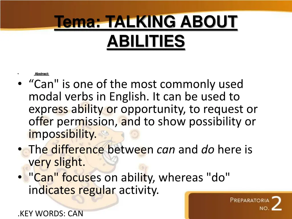 tema talking about abilities
