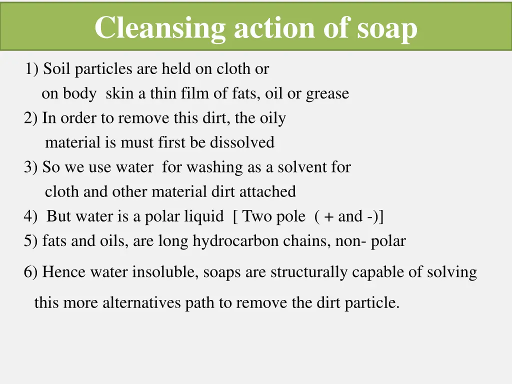cleansing action of soap