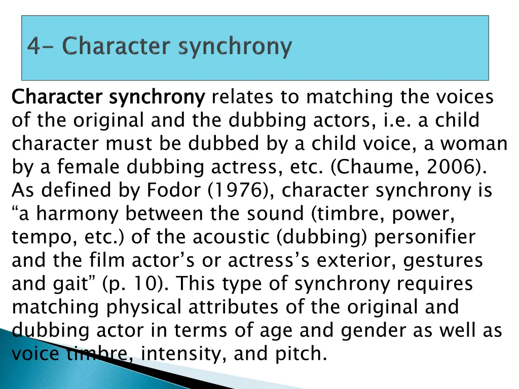 character synchrony of the original