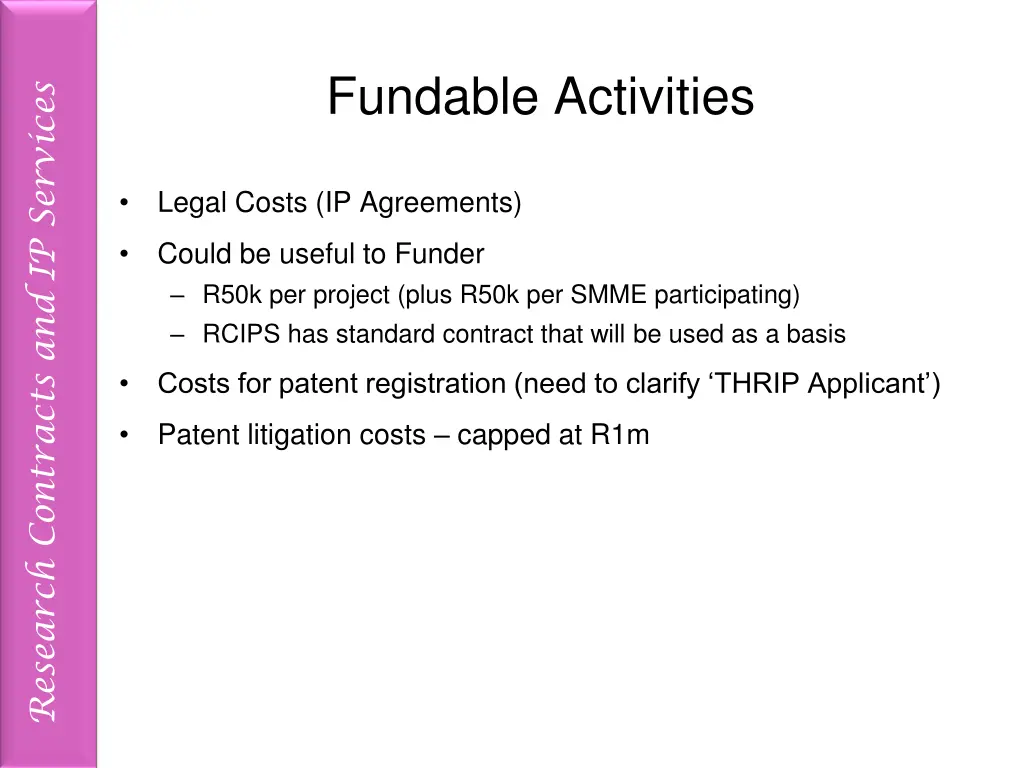 fundable activities