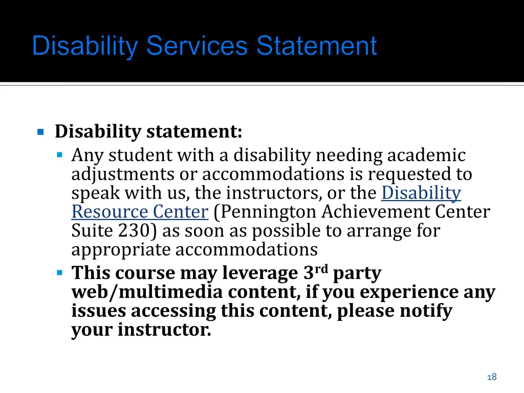 disability statement any student with