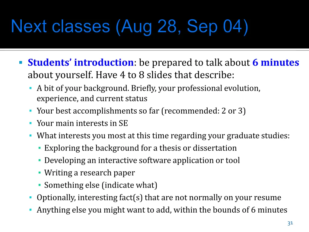 students introduction be prepared to talk about