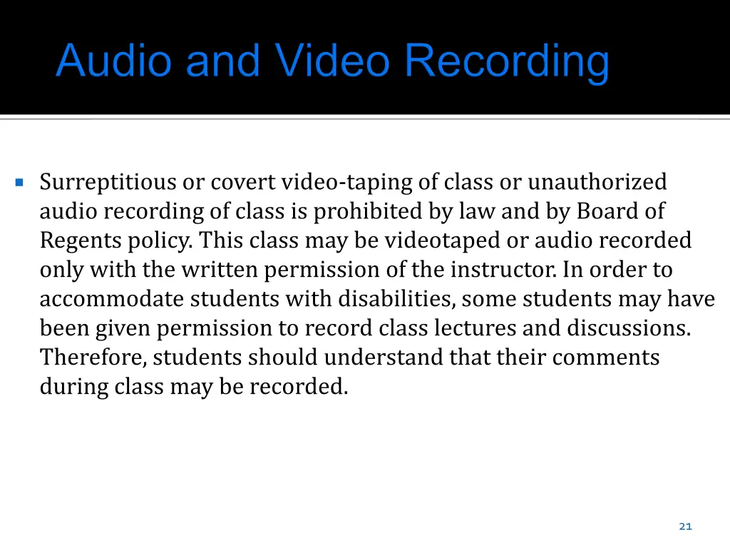 surreptitious or covert video taping of class