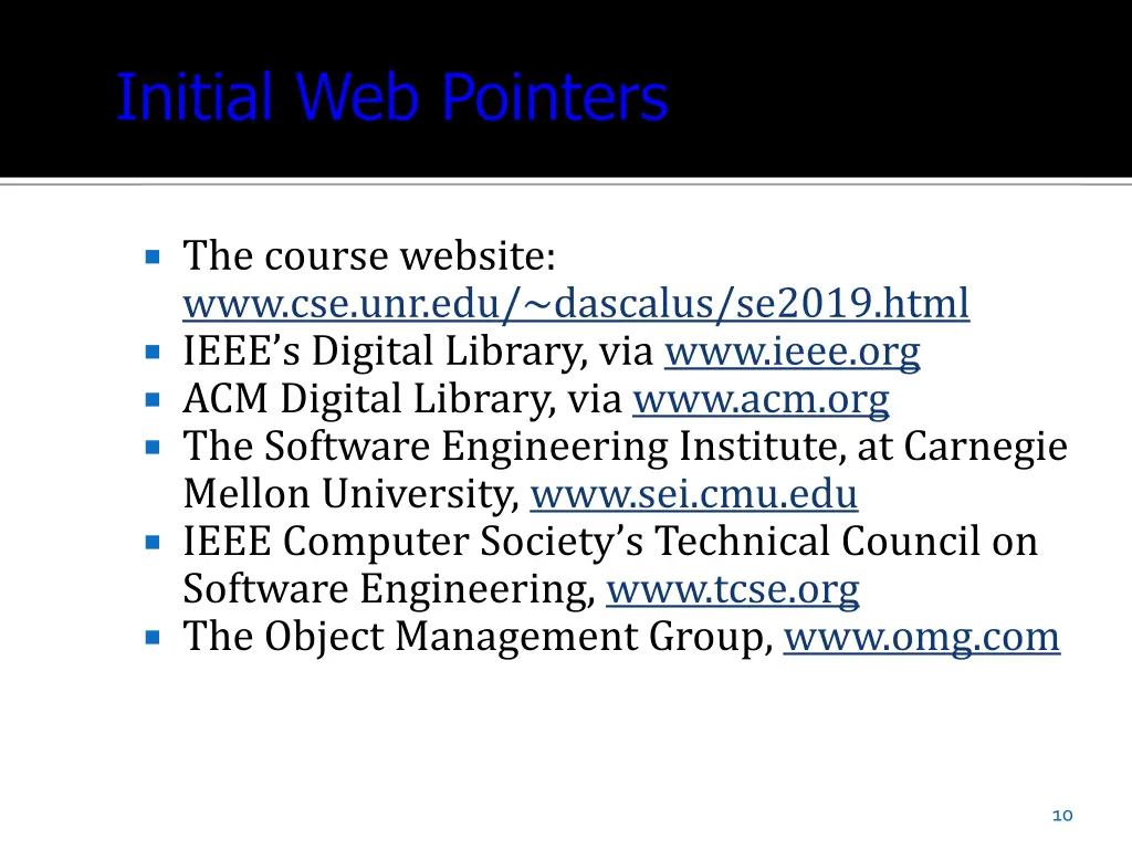 the course website www cse unr edu dascalus