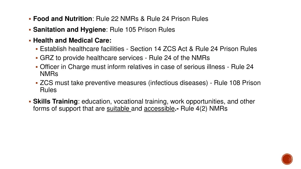 food and nutrition rule 22 nmrs rule 24 prison