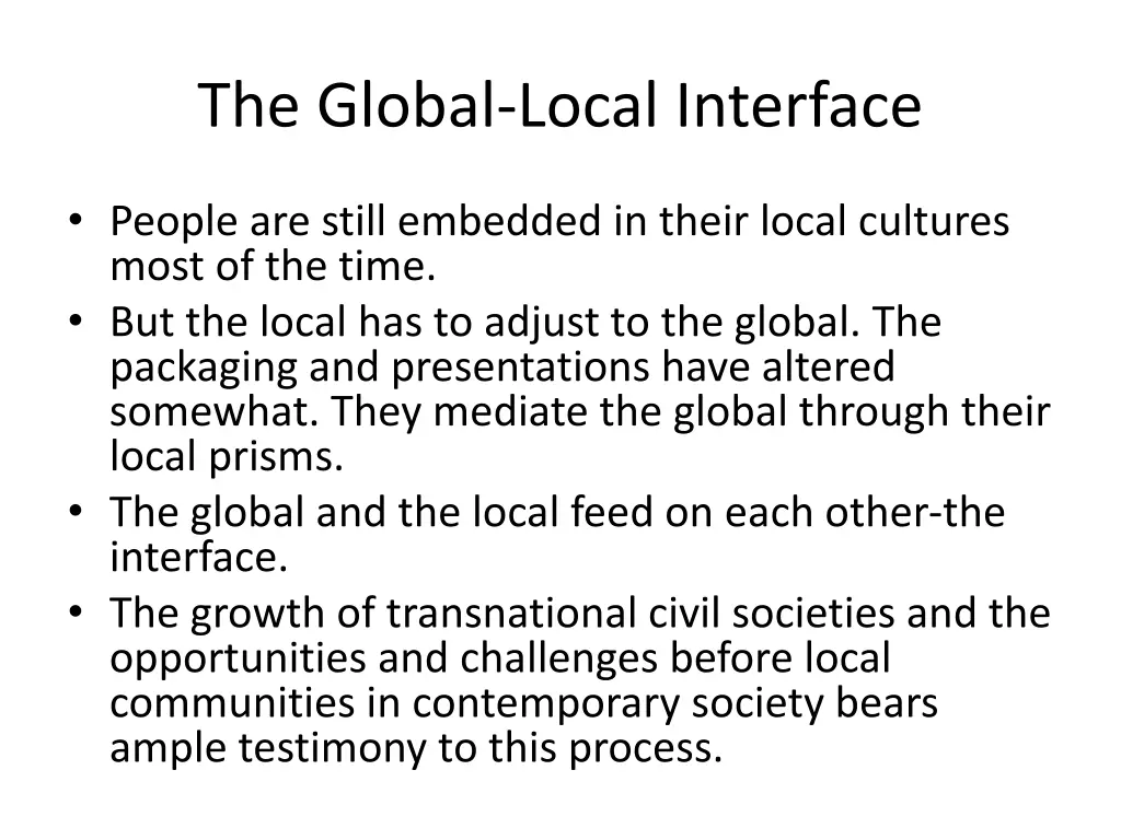 the global local interface