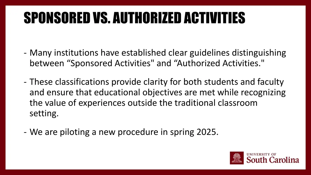 sponsored vs authorized activities 1