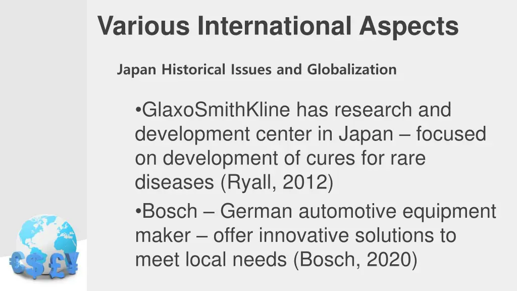 various international aspects 1