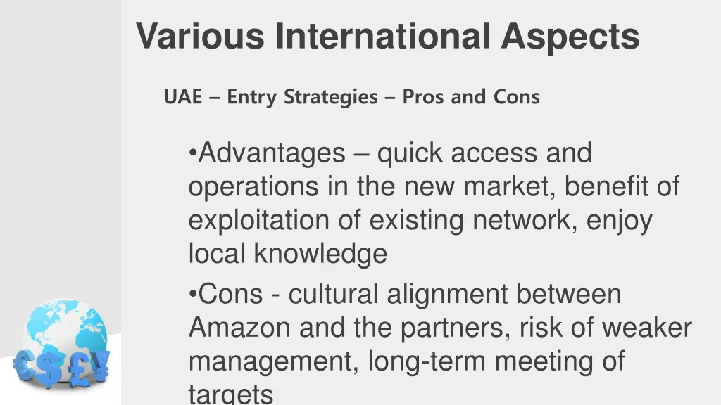 various international aspects 16