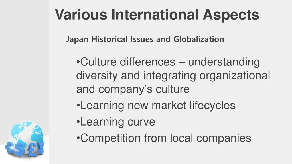 various international aspects 2