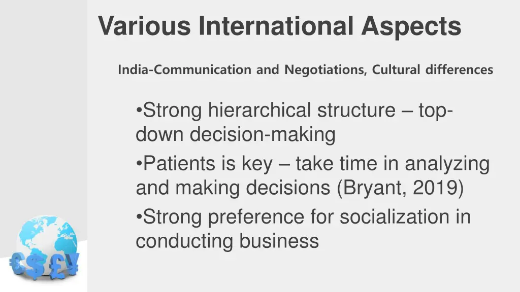 various international aspects 7