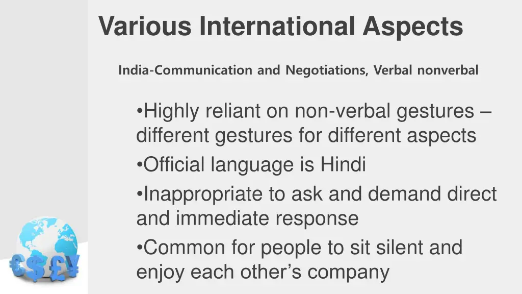 various international aspects 8