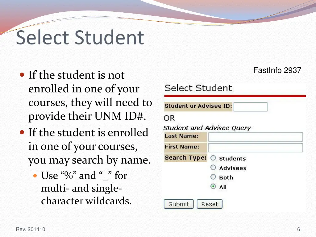 select student