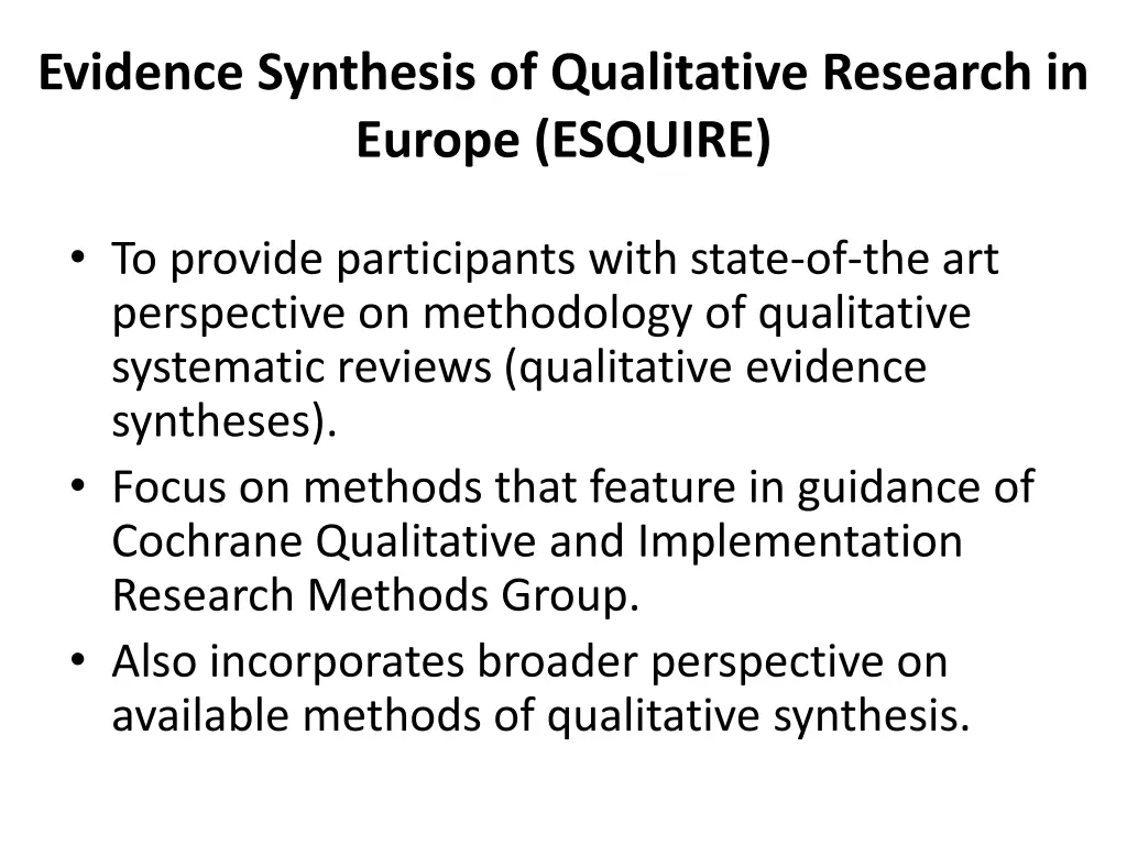 evidence synthesis of qualitative research