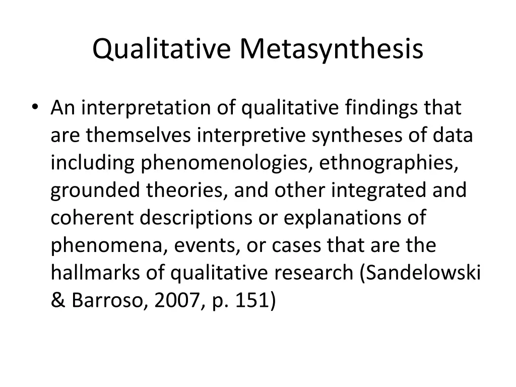 qualitative metasynthesis