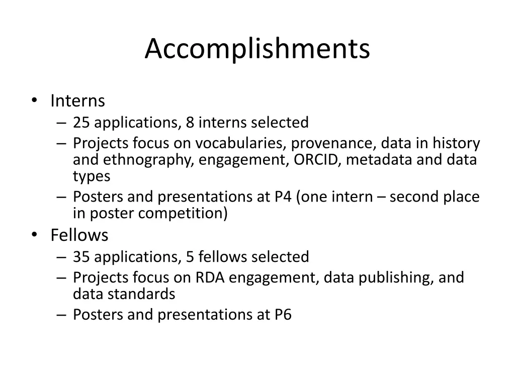 accomplishments