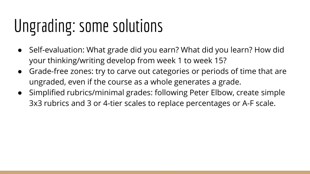 ungrading some solutions